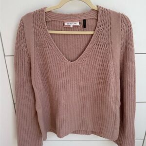 Helmut Lang Blush Pink V-Neck Knit Sweater
